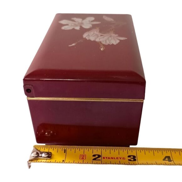 Otagiri Lacquerware Jewelry Box Magnolia Japan Musical Mirror Felt VIDEO Vtg 80s - Picture 4 of 16